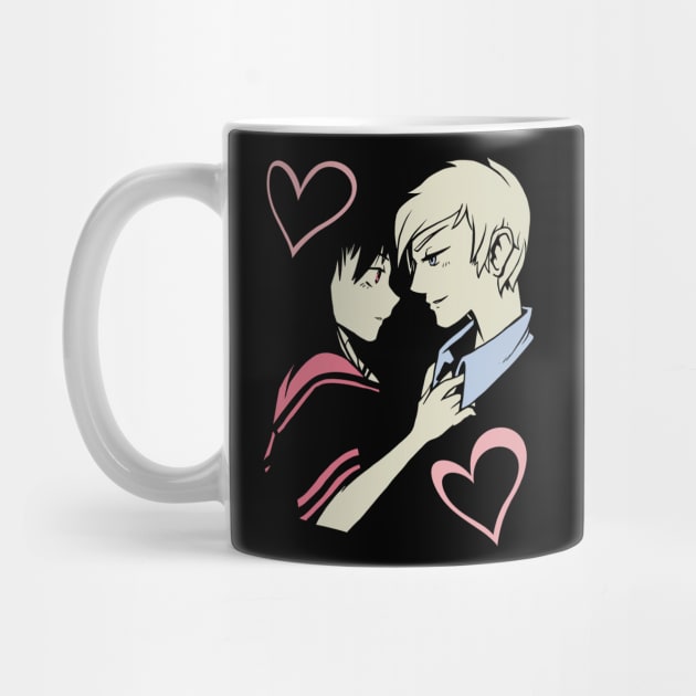 Romantic Lovers Couple Hearts Anime Cartoon Girlfriend Gift by peter2art